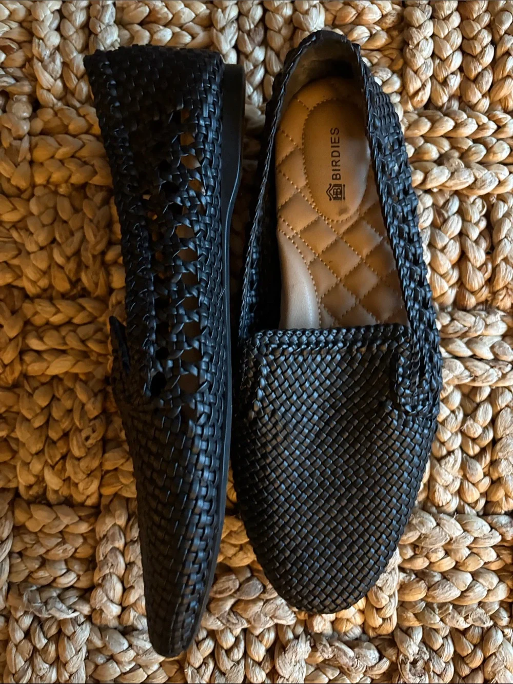 Birdies Black The Starling Woven Slip-On Flats-size 9